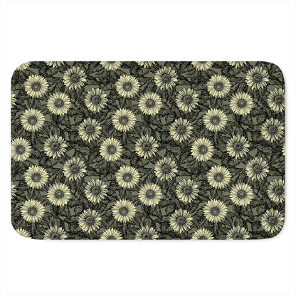 Dark Sunflower Pattern Print Indoor Door Mat