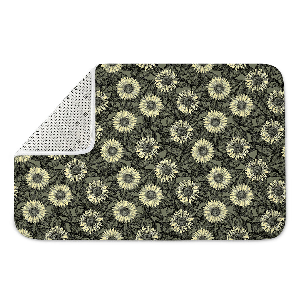 Dark Sunflower Pattern Print Indoor Door Mat