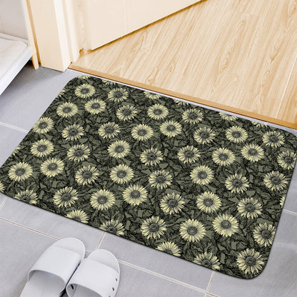Dark Sunflower Pattern Print Indoor Door Mat