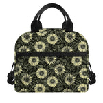 Dark Sunflower Pattern Print Insulated Lunch Bag