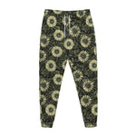 Dark Sunflower Pattern Print Jogger Pants
