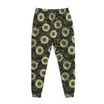 Dark Sunflower Pattern Print Jogger Pants