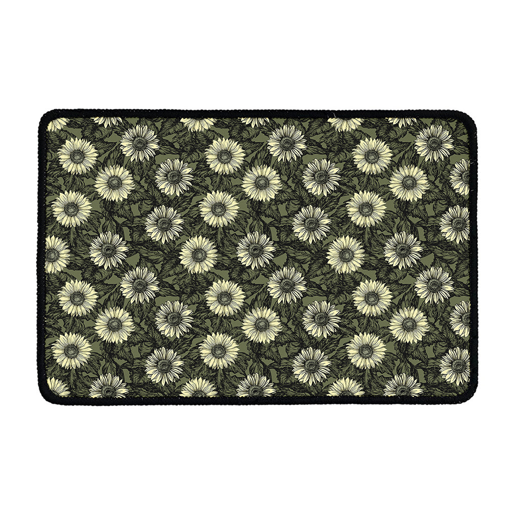 Dark Sunflower Pattern Print Kitchen Mat