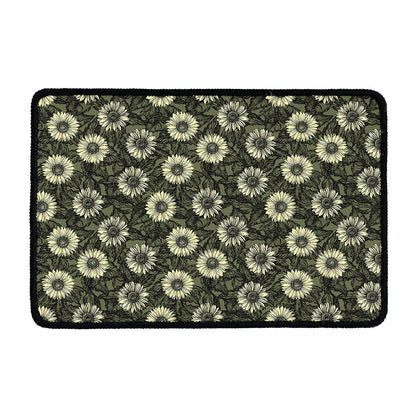 Dark Sunflower Pattern Print Kitchen Mat