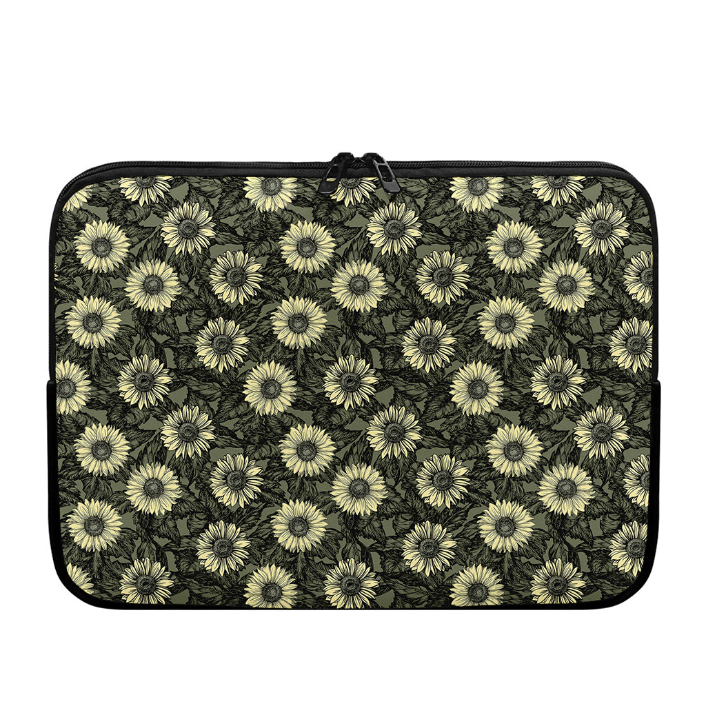 Dark Sunflower Pattern Print Laptop Sleeve
