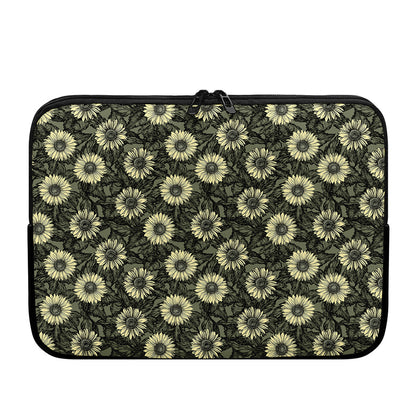 Dark Sunflower Pattern Print Laptop Sleeve