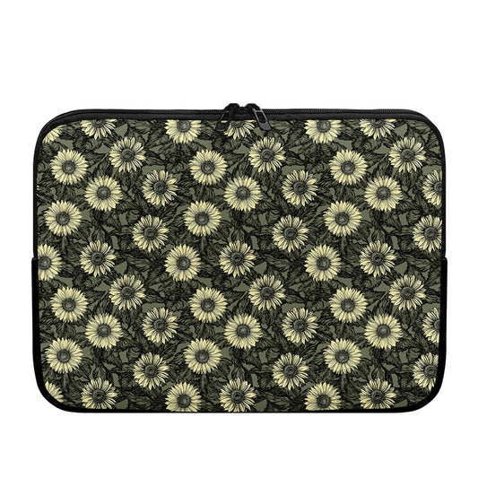 Dark Sunflower Pattern Print Laptop Sleeve