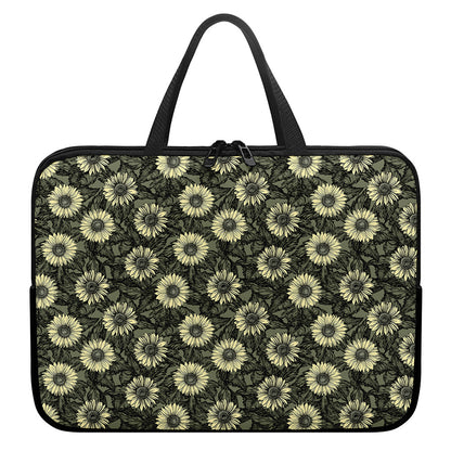 Dark Sunflower Pattern Print Laptop Sleeve With Handle