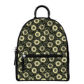 Dark Sunflower Pattern Print Leather Backpack