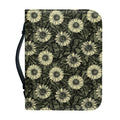 Dark Sunflower Pattern Print Leather Bible Cover