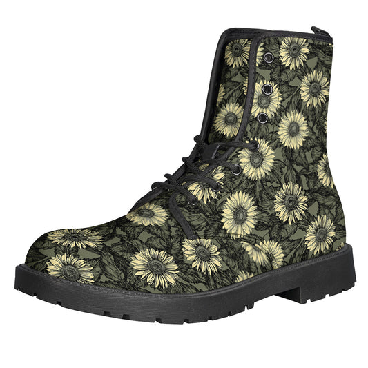 Dark Sunflower Pattern Print Backpack