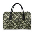 Dark Sunflower Pattern Print Leather Duffel Bag