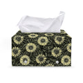 Dark Sunflower Pattern Print Leather Tissue Box Cover