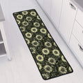 Dark Sunflower Pattern Print Long Kitchen Mat