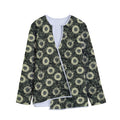 Dark Sunflower Pattern Print Long Sleeve Short Coat