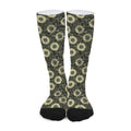 Dark Sunflower Pattern Print Long Socks