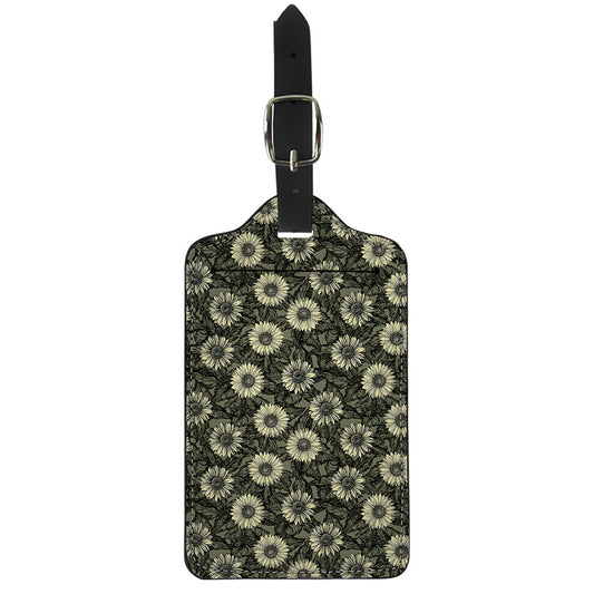 Dark Sunflower Pattern Print Luggage Tag