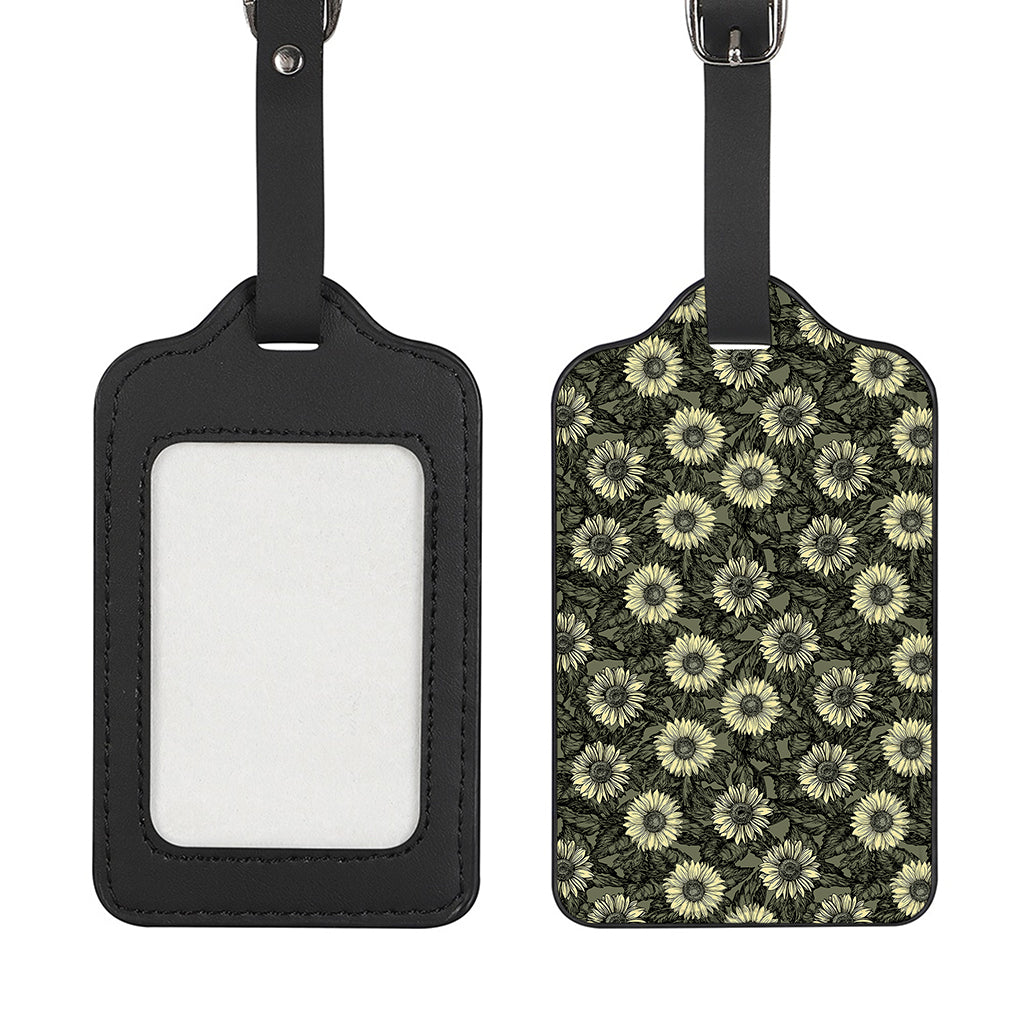Dark Sunflower Pattern Print Luggage Tag