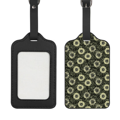 Dark Sunflower Pattern Print Luggage Tag
