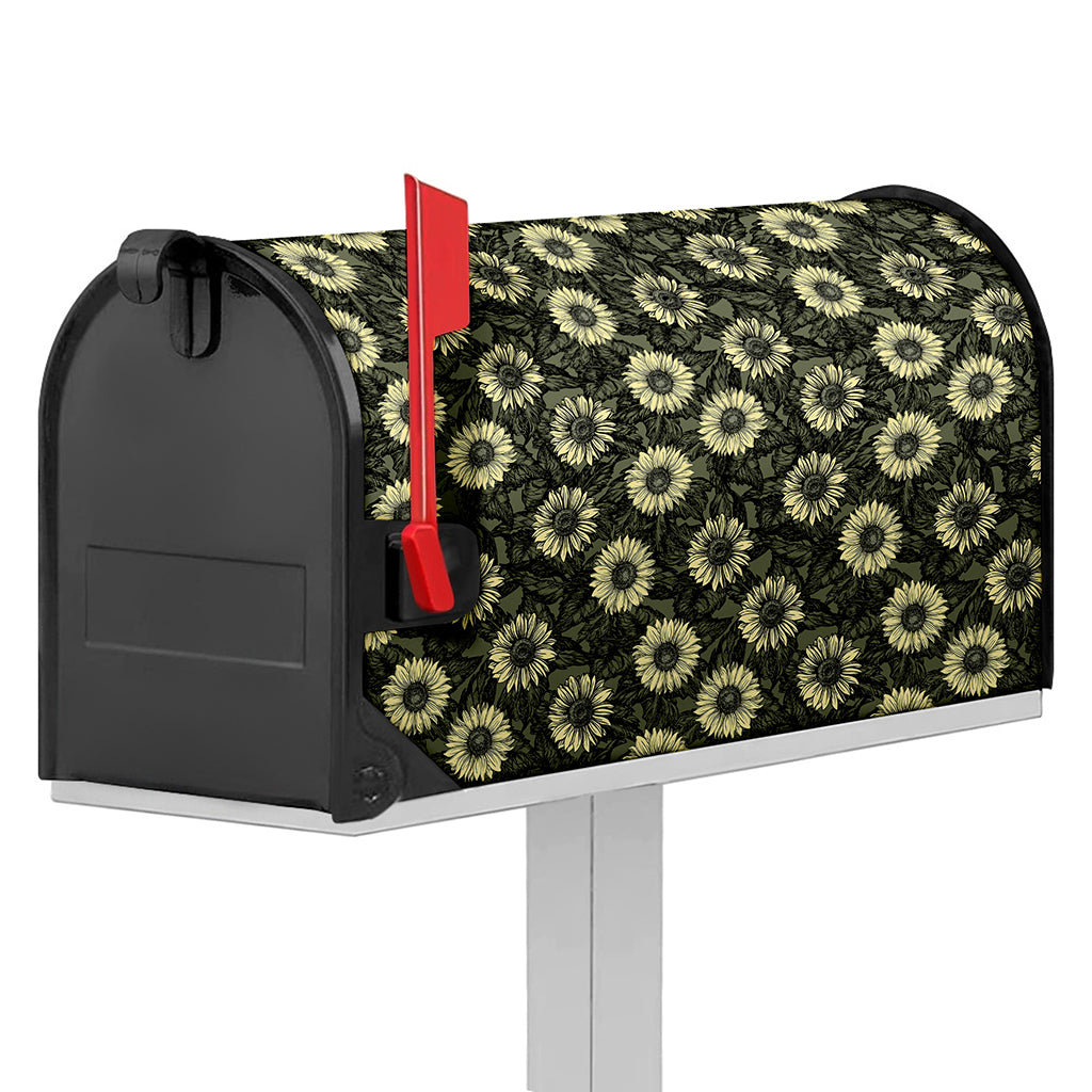 Dark Sunflower Pattern Print Mailbox Cover