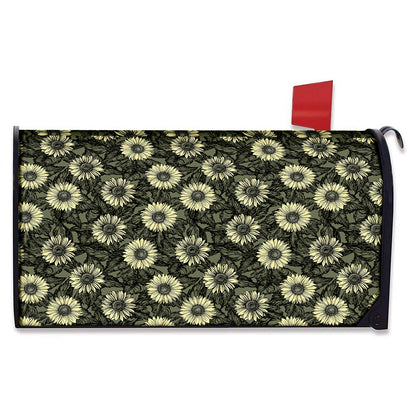 Dark Sunflower Pattern Print Mailbox Cover