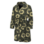 Dark Sunflower Pattern Print Men's Bathrobe