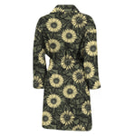 Dark Sunflower Pattern Print Men's Bathrobe