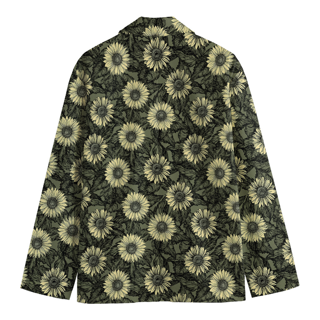 Dark Sunflower Pattern Print Men's Blazer