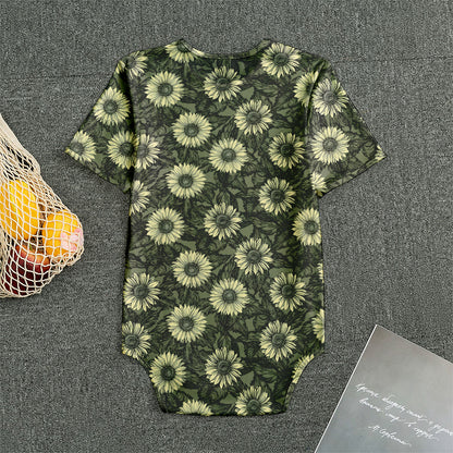 Dark Sunflower Pattern Print Men's Bodysuit