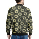 Dark Sunflower Pattern Print Men's Bomber Jacket