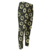 Dark Sunflower Pattern Print Men's Compression Pants