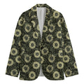 Dark Sunflower Pattern Print Men's Cotton Blazer