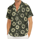 Dark Sunflower Pattern Print Men's Deep V-Neck Shirt