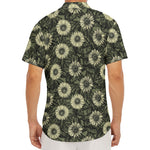 Dark Sunflower Pattern Print Men's Deep V-Neck Shirt