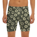 Dark Sunflower Pattern Print Men's Long Boxer Briefs