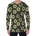 Dark Sunflower Pattern Print Men's Long Sleeve T-Shirt