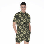 Dark Sunflower Pattern Print Men's Rompers