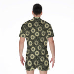 Dark Sunflower Pattern Print Men's Rompers