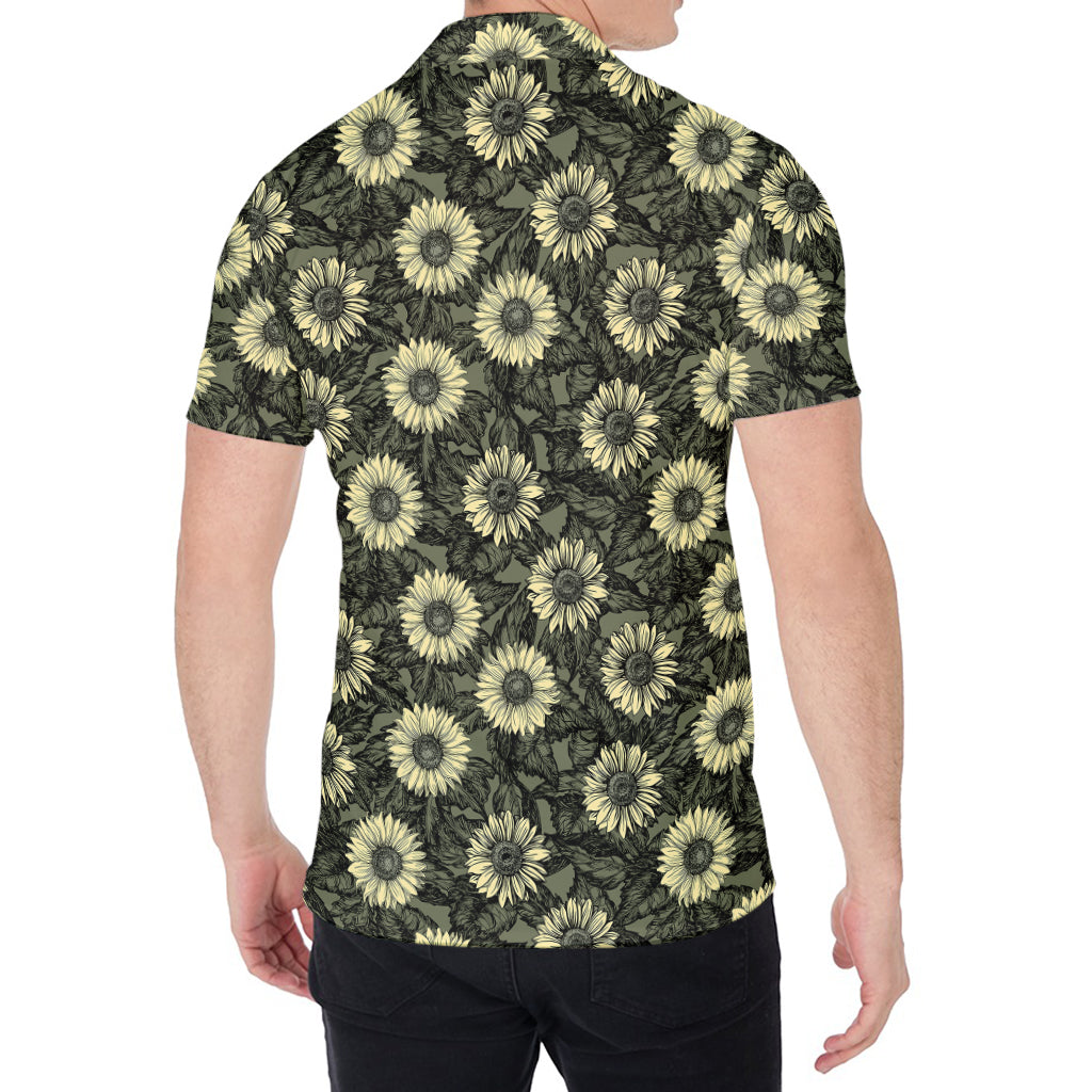 Dark Sunflower Pattern Print Men's Shirt