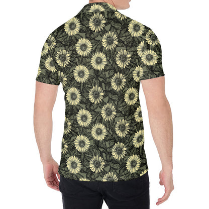 Dark Sunflower Pattern Print Men's Shirt