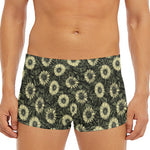 Dark Sunflower Pattern Print Men's Short Boxer Briefs