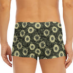 Dark Sunflower Pattern Print Men's Short Boxer Briefs