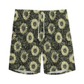 Dark Sunflower Pattern Print Men's Athletic Shorts