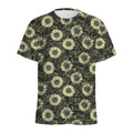 Dark Sunflower Pattern Print Men's Athletic T-Shirt