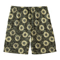 Dark Sunflower Pattern Print Men's Swim Trunks