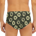 Dark Sunflower Pattern Print Men's Triangle Swim Briefs