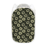 Dark Sunflower Pattern Print Mesh Laundry Hamper