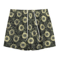 Dark Sunflower Pattern Print Mesh Shorts
