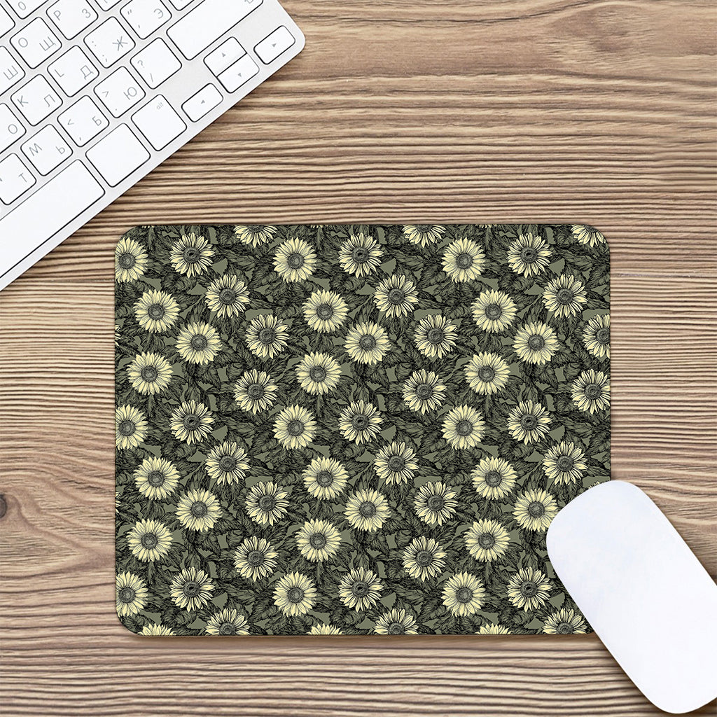 Dark Sunflower Pattern Print Mouse Pad