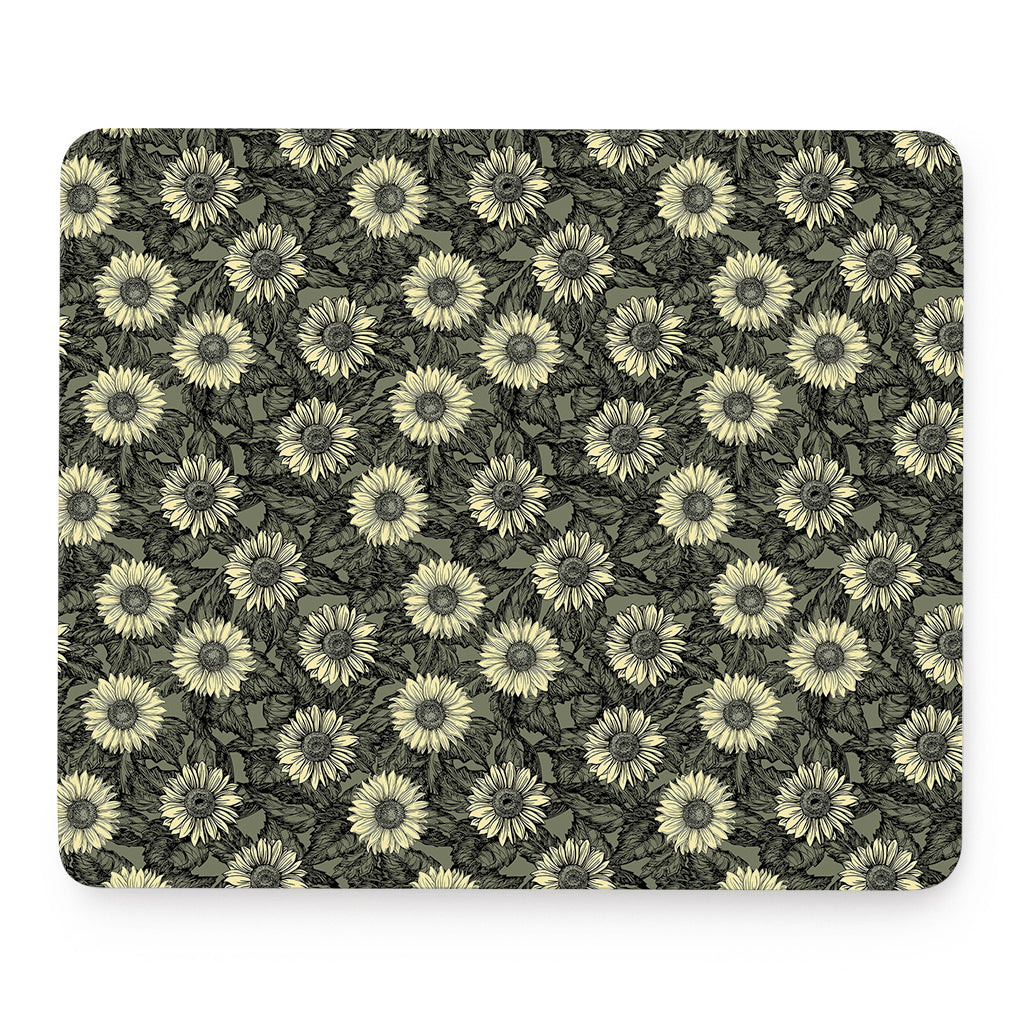 Dark Sunflower Pattern Print Mouse Pad